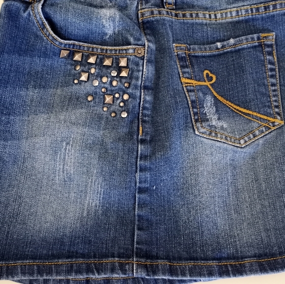 The Childrens Place Distressed Embellished Jean Skirt Girls Size 14 - Picture 15 of 15